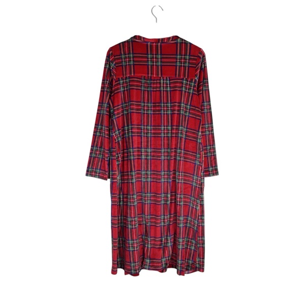 Aria Collection Women's M Red Plaid Cotton Flannel Nightgown - Picture 2 of 8